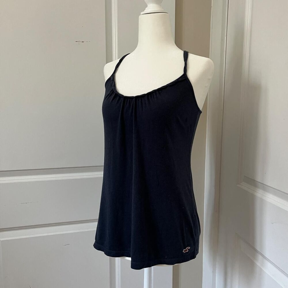 Vintage Y2K Hollister Navy Blue Strappy Cross-Back Tank Top Cami S